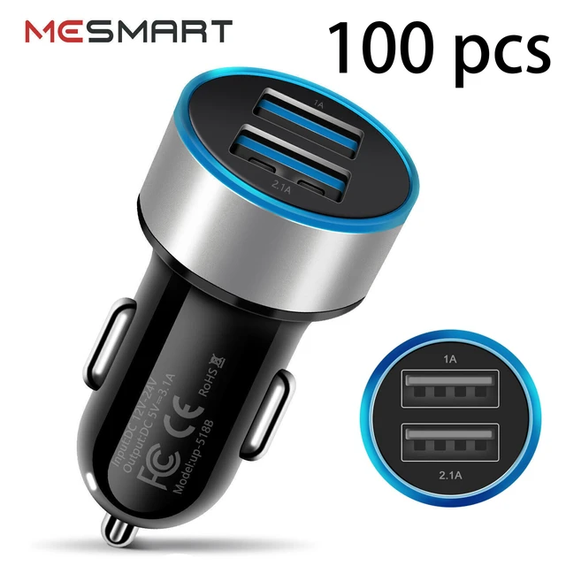 Alt view image 3 of 7 - Mesmart 10 Piece 2026 Upgrade US USB Car Charger 18 Watt Dual USB-C Car Charger Adapter Fast Charge Cigarette Lighter Adapter for iPhone 17/16/15/14/13/12/11/Pro Max iPad Samsung