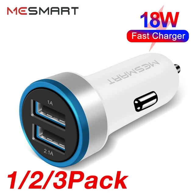 Alt view image 3 of 7 - Mesmart 10 Pieces 2026 Upgrade US USB Car Charger 18 Watt Dual USB-C Car Charger Adapter Fast Charge Cigarette Lighter Adapter USB Charger Plug LED for iPhone /1716/15/14/13/12/Pro Max iPad Samsung