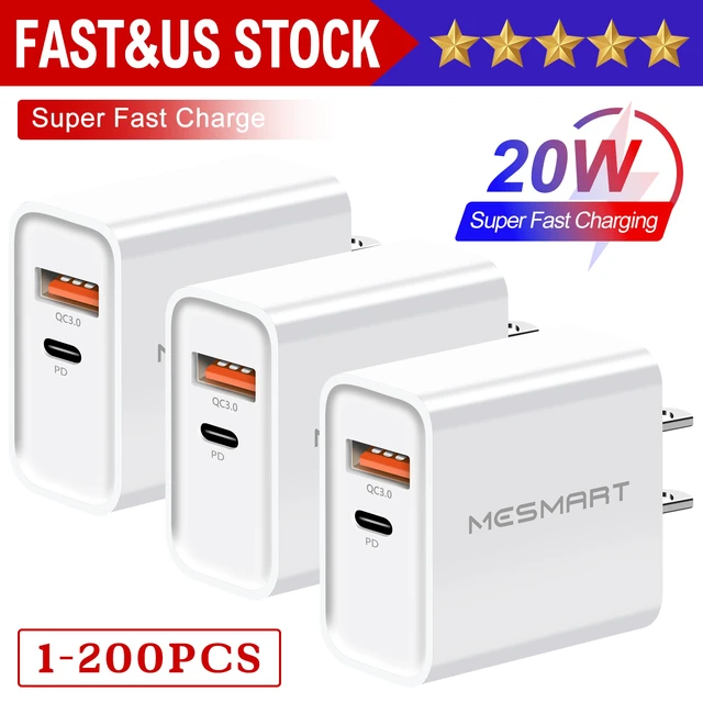 Alt view image 3 of 7 - Mesmart 50 Pcs US 2 Port Fast Quick Charge QC 3.0 USB Hub Wall Home Charger Power Adapter White Wholesale Bulk Lot For Apple iPhone 16 15 14 13 12 Pro Max,Galaxy S25/S24,Pixel 9 8 7 Pro,LG,Motorola