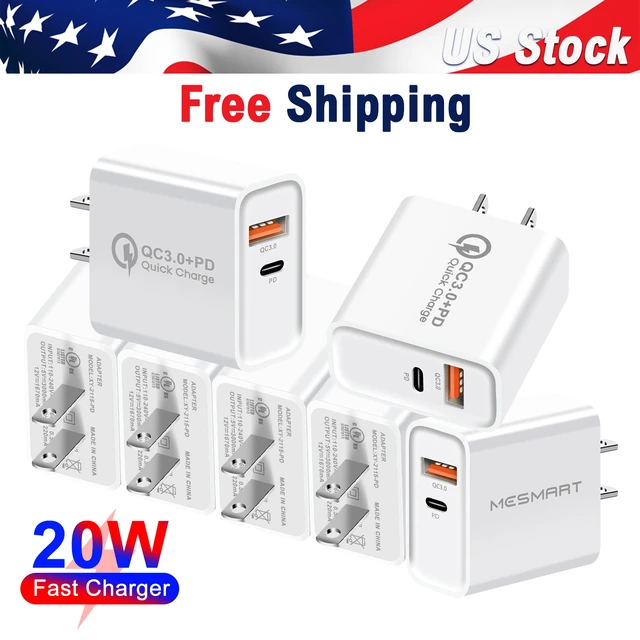 Alt view image 5 of 7 - 20 Pleces USB C Charger Block 20W Dual Port USB C Wall Charger Plug Fast Charging Block Adapter USB A+C Quick Charging Brick Plug for iPhone 16E/16 Pro Max/16Plus/16/15/14/13/12/11/XS,iPad Pro