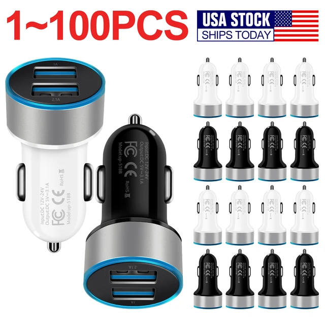 Alt view image 2 of 7 - MESMART 10 Pack 18W Dual Port USB C Car Charger, PD QC3.0 Fast Charging Cigarette Lighter Adapter with LED Light for iPhone iPad Samsung