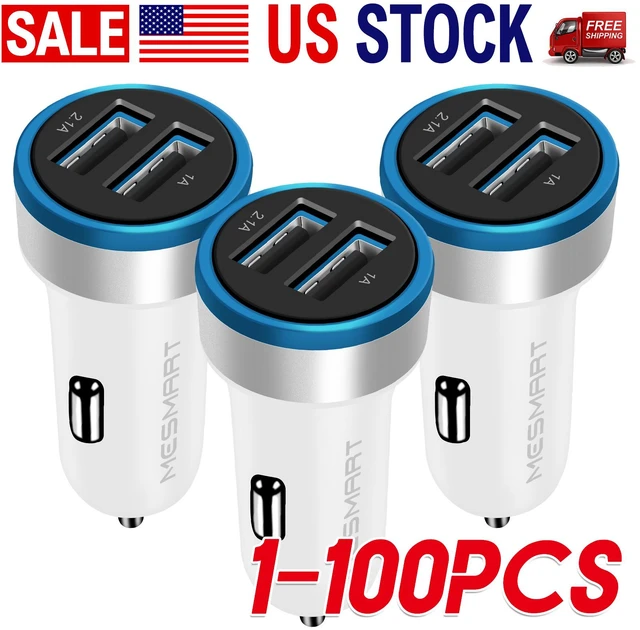 Main image of MESMART 10 Pack 18W Dual Port USB C Car Charger, PD QC3.0 Fast Charging Cigarette Lighter Adapter with LED Light for iPhone iPad Samsung