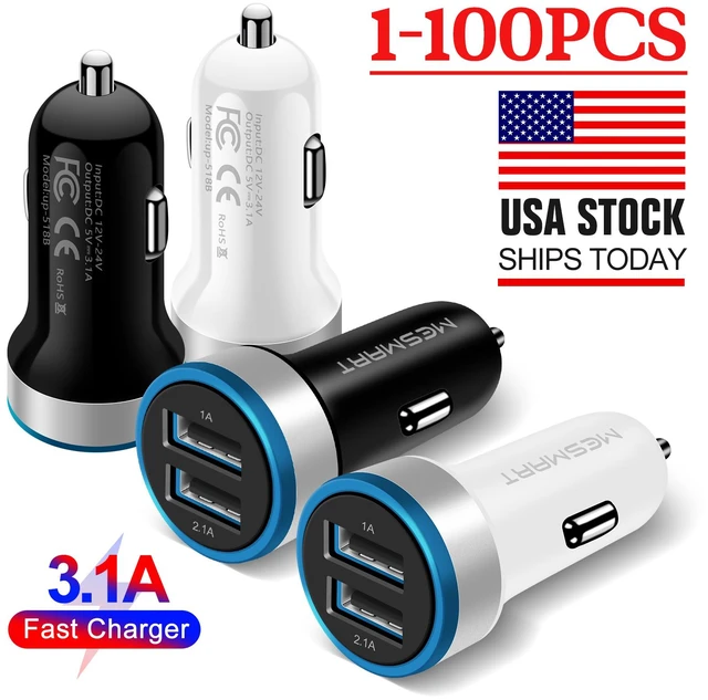 Main image of MESMART 10 Pack 18W Dual Port USB C Car Charger, PD QC3.0 Fast Charging Cigarette Lighter Adapter with LED Light for iPhone iPad Samsung