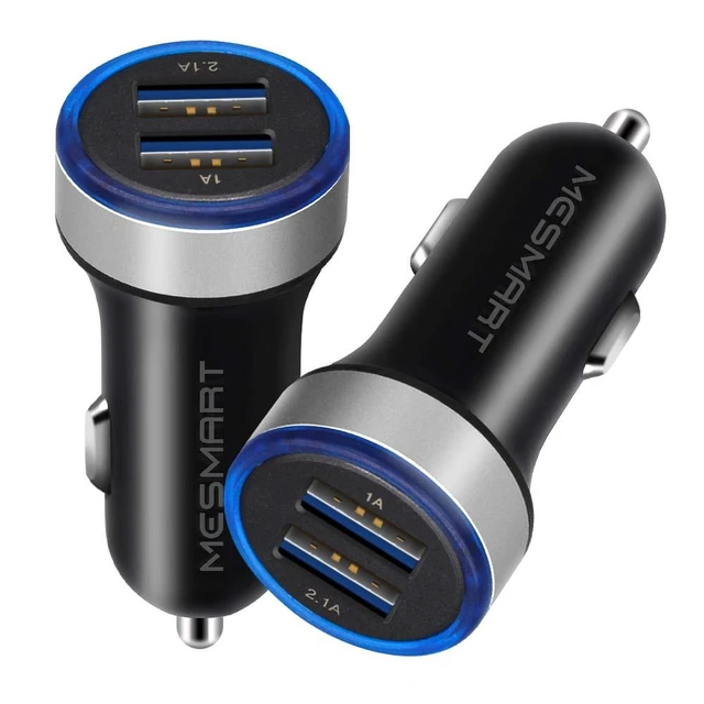Alt view image 4 of 7 - Mesmart 100 Pack 2026 Upgrade US USB Car Charger 18 Watt Dual USB-C Car Charger Adapter Fast Charge Cigarette Lighter Adapter USB Charger Plug LED for iPhone 17/16/15/14/13/12/11/Pro Max iPad Samsung
