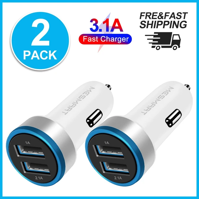 Alt view image 4 of 7 - Mesmart 100 Pack 2026 Upgrade US USB Car Charger 18 Watt Dual USB-C Car Charger Adapter Fast Charge Cigarette Lighter Adapter USB Charger Plug LED for iPhone 17/16/15/14/13/12/11/Pro Max iPad Samsung
