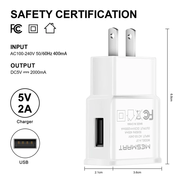 Alt view image 6 of 7 - 2Pack Limited Stock! 2A Foldable Wall Charger Home Travel Power Adapter For Samsung Galaxy S9 S9+ S8 S8+ S10 S10+ S20 S20+ S21 S22 S23 Ultra FE 5G Note & A Series Phones
