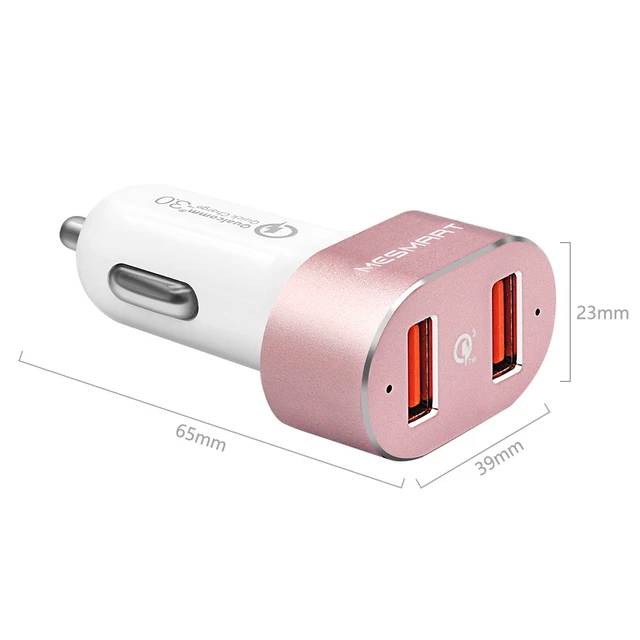 Alt view image 2 of 6 - 3Pack Limited Inventory! Dual USB C car charger pink fast charger 2-port charger QC3.0 fast charging lighter phone adapter