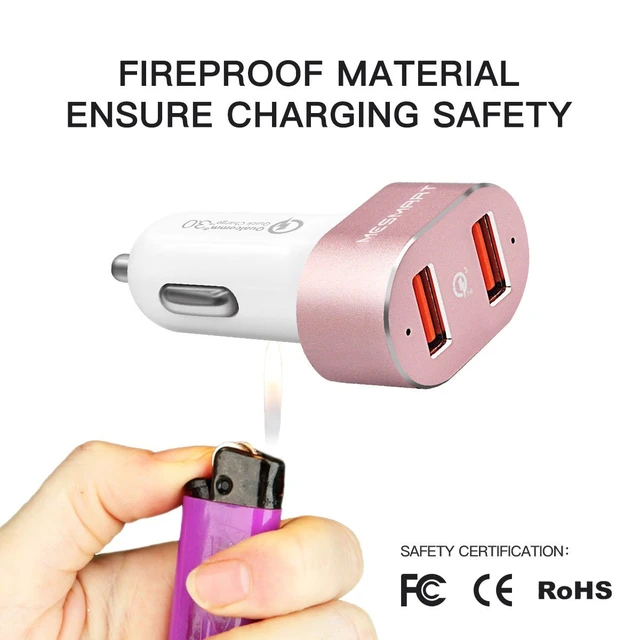 Alt view image 3 of 6 - 3Pack Limited Inventory! Dual USB C car charger pink fast charger 2-port charger QC3.0 fast charging lighter phone adapter