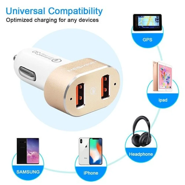 Alt view image 6 of 6 - 3Pack Limited Inventory! Dual USB C car charger pink fast charger 2-port charger QC3.0 fast charging lighter phone adapter