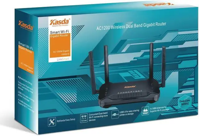 Alt view image 4 of 17 - Kasda AC1200 Dual Band Gigabit Wireless Router, Long Range WiFi Router 5dBi High Gain Antenna, Gigabit Ports, Easy Setup Via Cellphone, USB3.0, Dual Core Processor Based ( KW6516)