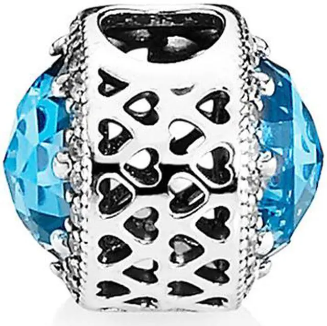 Alt view image 5 of 7 - PANDORA Radiant Hearts Charm - Sky-Blue Crystal & Clear CZ - 791725NBS