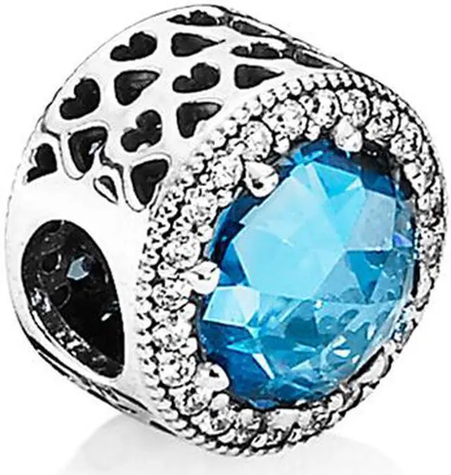 Alt view image 3 of 7 - PANDORA Radiant Hearts Charm - Sky-Blue Crystal & Clear CZ - 791725NBS