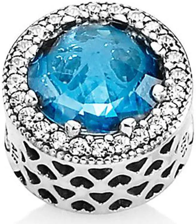 Alt view image 4 of 7 - PANDORA Radiant Hearts Charm - Sky-Blue Crystal & Clear CZ - 791725NBS