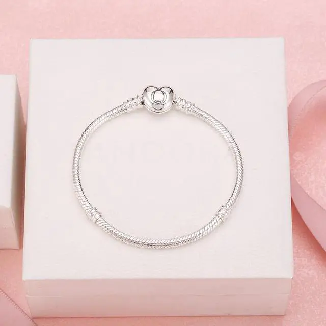 Alt view image 2 of 7 - Pandora Moments Silver Bracelet with Heart Clasp 21CM -