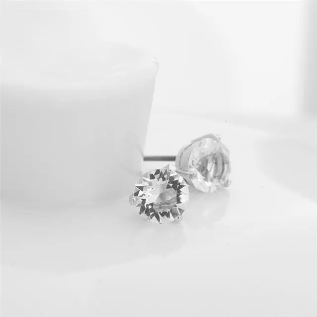 Alt view image 7 of 12 - Swarovski Solitaire Pierced Earrings - White - Rhodium Plating -