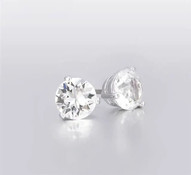 Alt view image 6 of 12 - Swarovski Solitaire Pierced Earrings - White - Rhodium Plating -