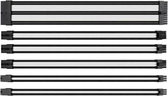 Main image of Thermaltake TtMod Sleeve Extension Power Supply Cable Kit ATX/EPS/8-pin PCI-E/6-pin PCI-E with Combs, White/Black AC-048-CN1NAN-A1