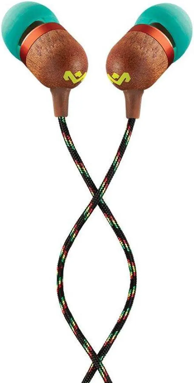 Alt view image 3 of 13 - House Of Marley Smile Jamaica In-Ear Wired Headphones with Mic, Rasta, EM-JE041-RA
