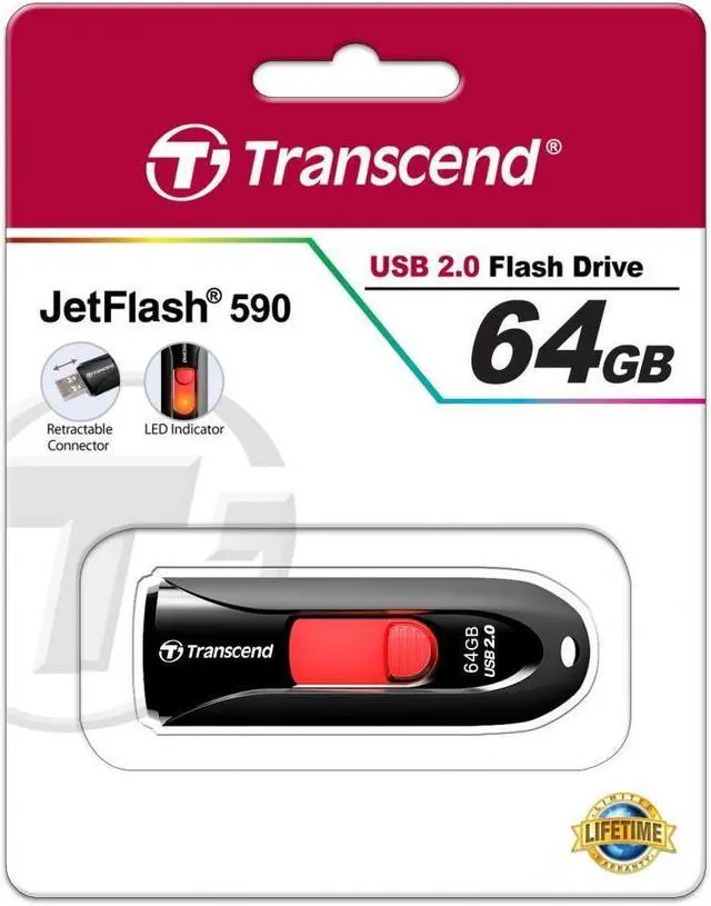 Alt view image 5 of 20 - Transcend JetFlash 590 64GB USB 2.0 Flash Drive TS64GJF590K