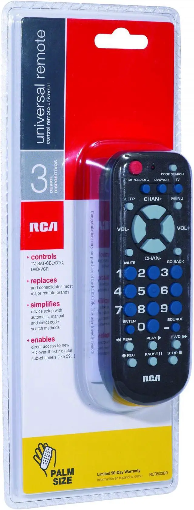 Alt view image 6 of 15 - RCA RCU503BR Universal Remote Control