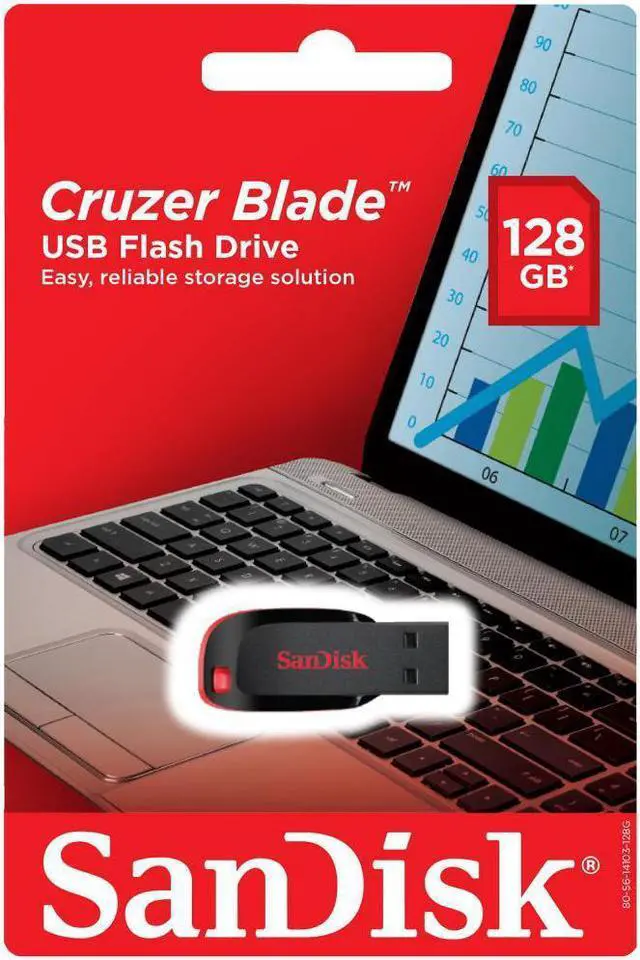 Alt view image 8 of 20 - SanDisk 128GB Cruzer 128G Blade SDCZ50 USB 2.0 SDCZ50-128G Flash Pen Drive CZ50 with USB Lanyard