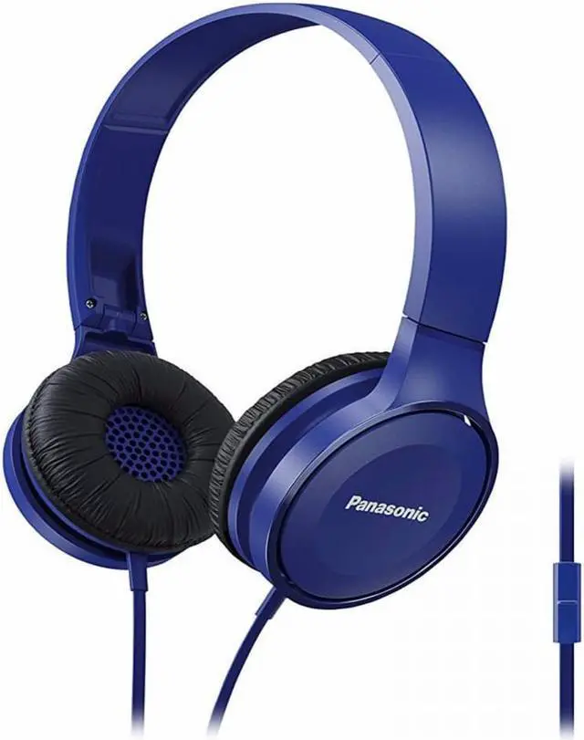 Alt view image 5 of 12 - Panasonic RP-HF100M-A Lightweight On-Ear Headphones with Microphone (Blue)