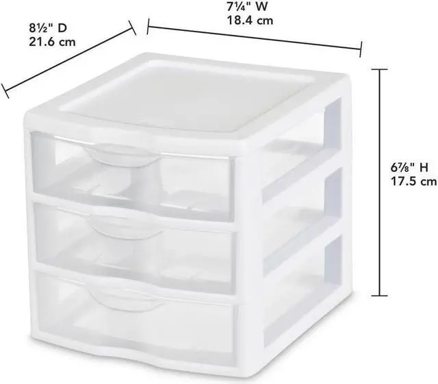Alt view image 4 of 11 - Sterilite Mini Unit 3Drawr Clr 2194-2040