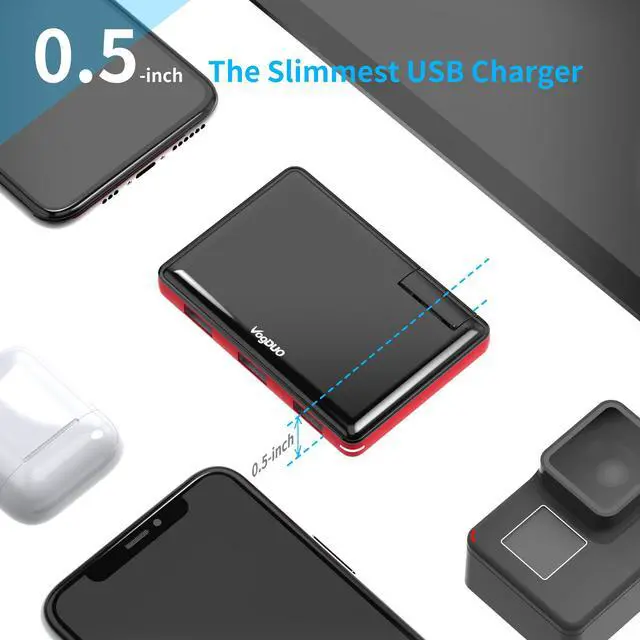 Alt view image 3 of 7 - VogDUO Charger Pro, Ultra-Thin, 3 Port USB Travel Wall Charger, 30W 5V/6A, Foldable Plug, Portable Charger, Compatible with iPhone, Webcam, Samsung, Google Pixels, Kindle, Fitbit, Black