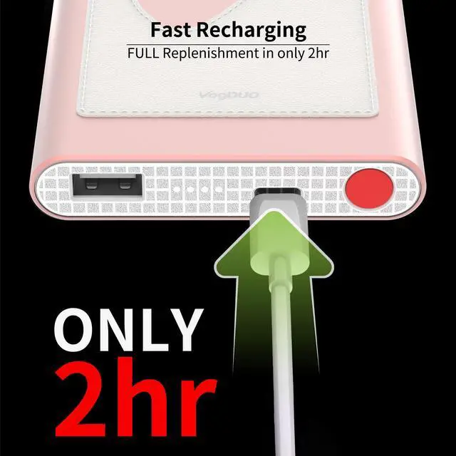 Alt view image 6 of 7 - VogDUO Power Go, 10000mAh Power Bank, USB-C, Ultra-Compact, PD charging, External Battery for iPhone 14, 13, 12, 11 Pro Max Xs X 8 Samsung S10 Note 10 Pixel 4XL 3XL, iPad Pro 2019 and More, Rose Gold