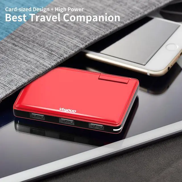 Alt view image 6 of 7 - VogDUO Charger Pro, Ultra-Thin, 3 Port USB Travel Wall Charger, 30W 5V/6A, Foldable Plug, Portable Charger, Compatible with iPhone, Webcam, Samsung, Google Pixels, Kindle, Fitbit, Red