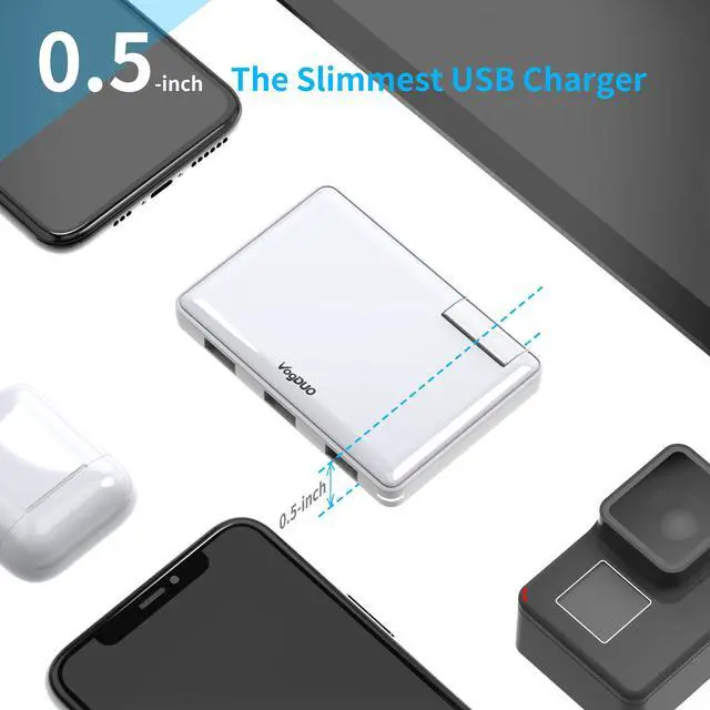 Alt view image 3 of 7 - VogDUO Charger Pro, Ultra-Thin, 3 Port USB Travel Wall Charger, 30W 5V/6A, Foldable Plug, Portable Charger, Compatible with iPhone, Webcam, Samsung, Google Pixels, Kindle, Fitbit, White