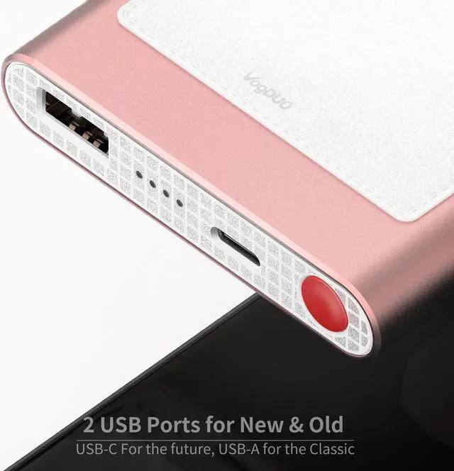 Alt view image 7 of 7 - VogDUO Power Go, 10000mAh Power Bank, USB-C, Ultra-Compact, PD charging, External Battery for iPhone 14, 13, 12, 11 Pro Max Xs X 8 Samsung S10 Note 10 Pixel 4XL 3XL, iPad Pro 2019 and More, Rose Gold