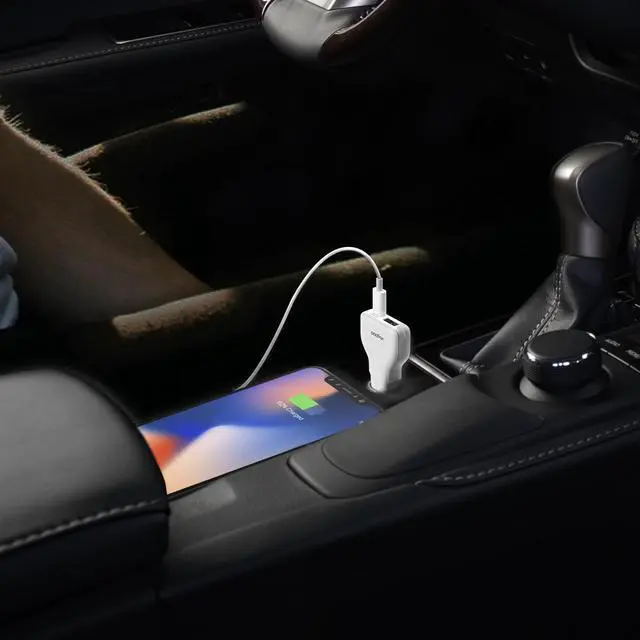 Alt view image 7 of 7 - VogDUO Essential Charger Kit, Ultra-slim 30W 3-USB-port Wall Charger, USB Combo Car Charger, USB-A to USB-C Cable, Premium zipper case, compatible with iPhone series, Samsung Galaxy, Red and White
