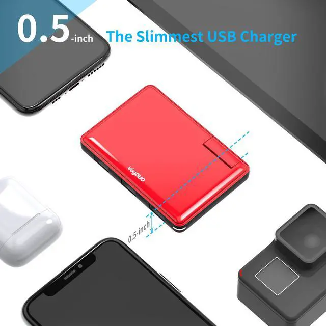 Alt view image 5 of 7 - VogDUO Essential Charger Kit, Ultra-slim 30W 3-USB-port Wall Charger, USB Combo Car Charger, USB-A to USB-C Cable, Premium zipper case, compatible with iPhone series, Samsung Galaxy, Red and White