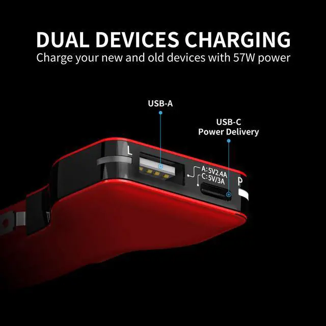 Alt view image 6 of 7 - VogDUO Deluxe Charger Kit, 10000mAh Power Delivery Power Bank, 57W PD Car Charger, USB-C to USB-C cables, Premium zipper case, compatible with iPhone series, Samsung Galaxy, iPad, MacbBook, Rose Gold