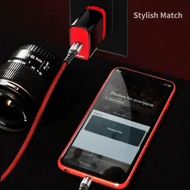 Alt view image 2 of 7 - VogDUO Power Delivery Charging Bundle, 18W USB-C Power Delivery Wall Charger, 57W PD Car Charger, 6.6ft USB-C to Lightning cable, zipper case, compatible with iPhone, Samsung galaxy, Nintendo Switch