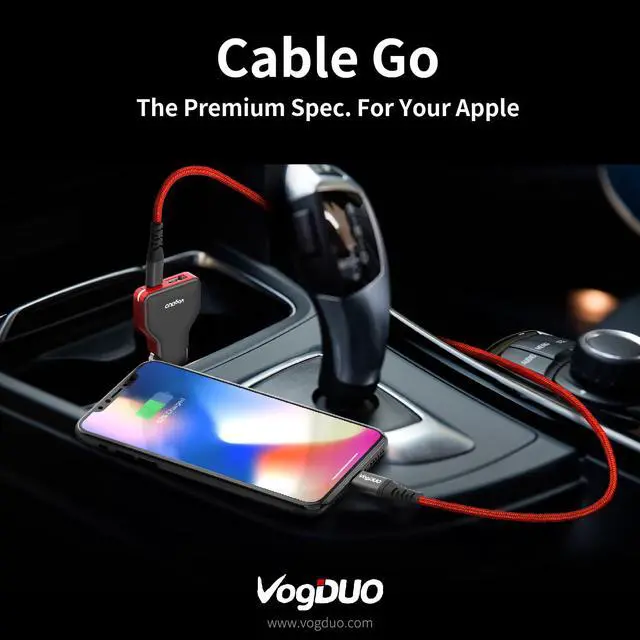 Alt view image 4 of 7 - VogDUO Car Charging Kit, MFi certified 6.6ft USB-C to Lightning Cable, 57W Power Delivery Car Charger, Compatible with iPhone, iPad, AirPods, MacBook, Nintendo Switch, Go Pro, Powerbeats- Black
