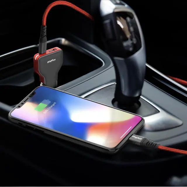 Alt view image 6 of 7 - VogDUO Power Delivery Charging Bundle, 18W USB-C Power Delivery Wall Charger, 57W PD Car Charger, 6.6ft USB-C to Lightning cable, zipper case, compatible with iPhone, Samsung galaxy, Nintendo Switch