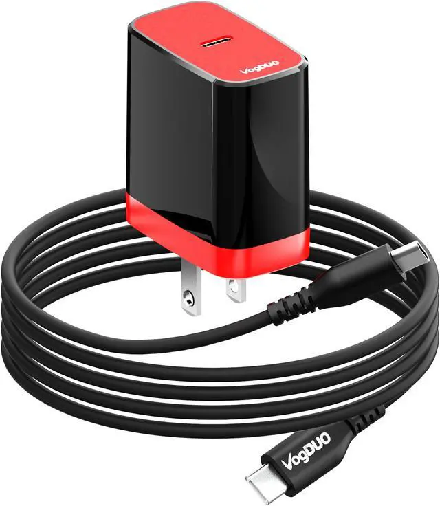 Main image of VogDUO, 18W PD USB-C Wall Charger Kit with USB-C to USB-C cable, foldable plug, small size, compatible with iPad Air/ Pro, Microsoft Surface, Samsung Galaxy phones, HomePod mini, MacBook