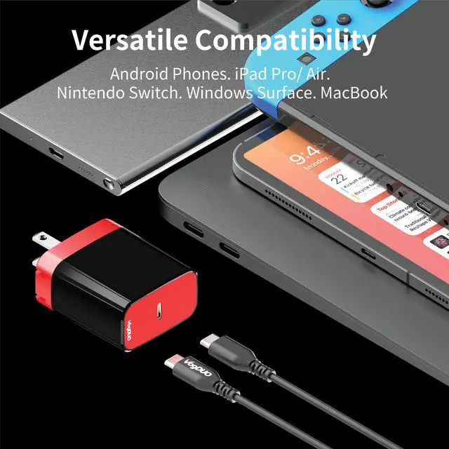 Alt view image 3 of 5 - VogDUO, 18W PD USB-C Wall Charger Kit with USB-C to USB-C cable, foldable plug, small size, compatible with iPad Air/ Pro, Microsoft Surface, Samsung Galaxy phones, HomePod mini, MacBook