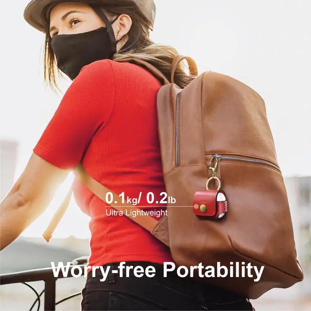 Alt view image 4 of 5 - VogDUO- Italian Genuine Leather Case for AirPods Pro, portable carry case, Lightning port slot design, premium metal hook for the bag, keychain or jeans, YKK button applied- RED