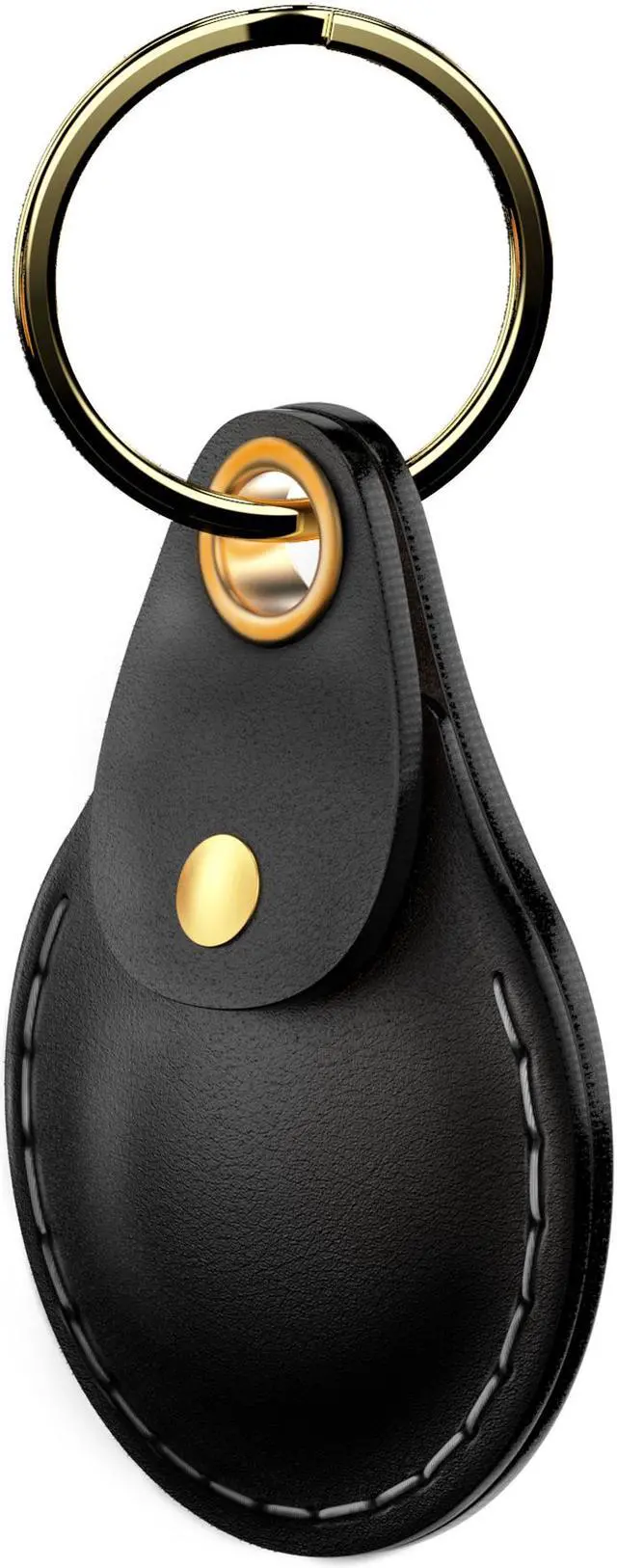 Main image of VogDUO AirTag Leather Case, Italian Genuine Leather, Full cover, Keychain design, Hand Strap, Black