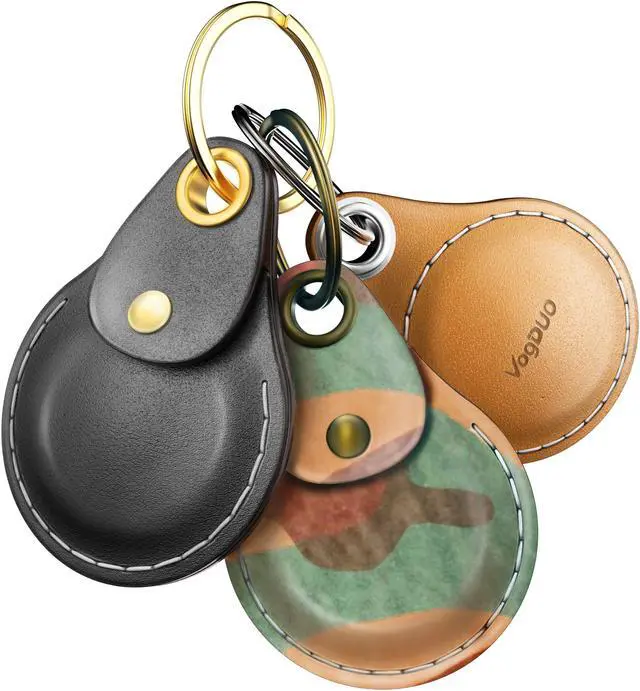 Alt view image 4 of 7 - VogDUO AirTag Leather Case, Italian Genuine Leather, Full cover, Keychain design, Hand Strap, Camouflage
