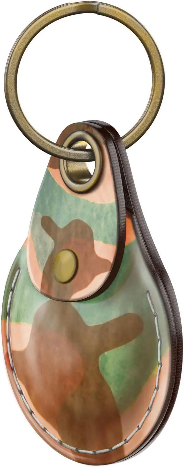 Main image of VogDUO AirTag Leather Case, Italian Genuine Leather, Full cover, Keychain design, Hand Strap, Camouflage