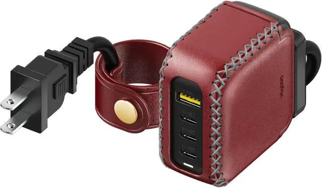 Main image of VogDUO 100W USB C GaN Charger, 4 USB Charging Station, Multi-port Laptop Power Adapter, 5ft extension cable, Compatible with MacBook Pro/Air, iPad Mini/Pro, iPhone 13/13 Pro Max, Red