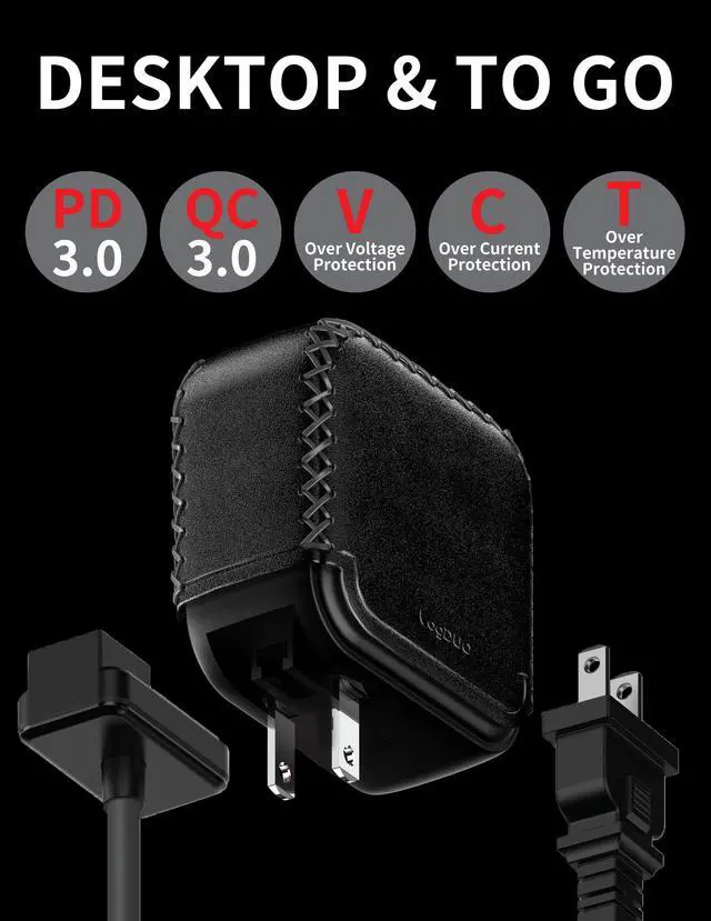 Alt view image 3 of 6 - VogDUO 100W USB C GaN Charger, 4 USB Charging Station, Multi-port Laptop Power Adapter, 5ft extension cable, Compatible with MacBook Pro/Air, iPad Mini/Pro, iPhone 13/13 Pro Max, Black