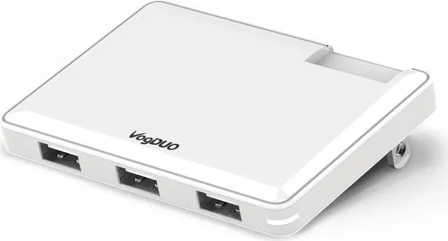 Main image of VogDUO Charger Pro, Ultra-Thin, 3 Port USB Travel Wall Charger, 30W 5V/6A, Foldable Plug, Portable Charger, Compatible with iPhone, Webcam, Samsung, Google Pixels, Kindle, Fitbit, White