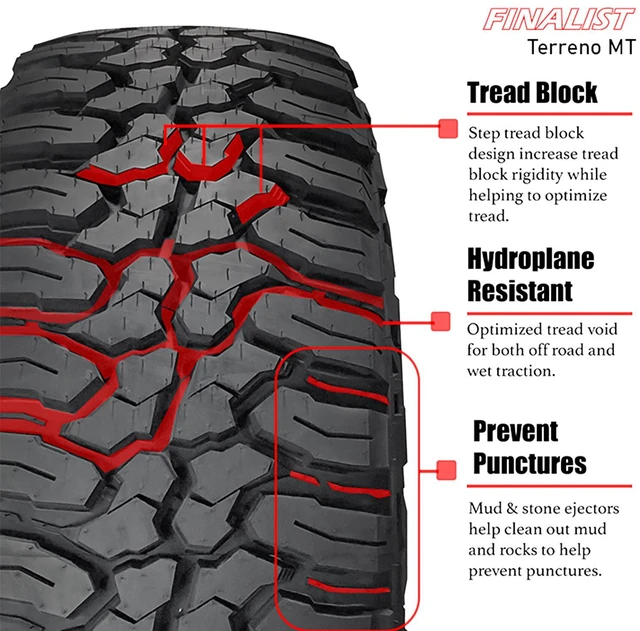 Alt view image 6 of 6 - 285/70R17 121/118Q E (10 Ply) - Finalist Terreno M/T Mud Tire