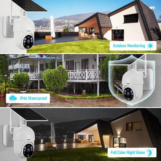 Alt view image 7 of 14 - Surveillance Cameras Outdoor Wireless WiFi Solar Battery Powered, JideTech Pan/Tilt Video Security Camera for Home Security