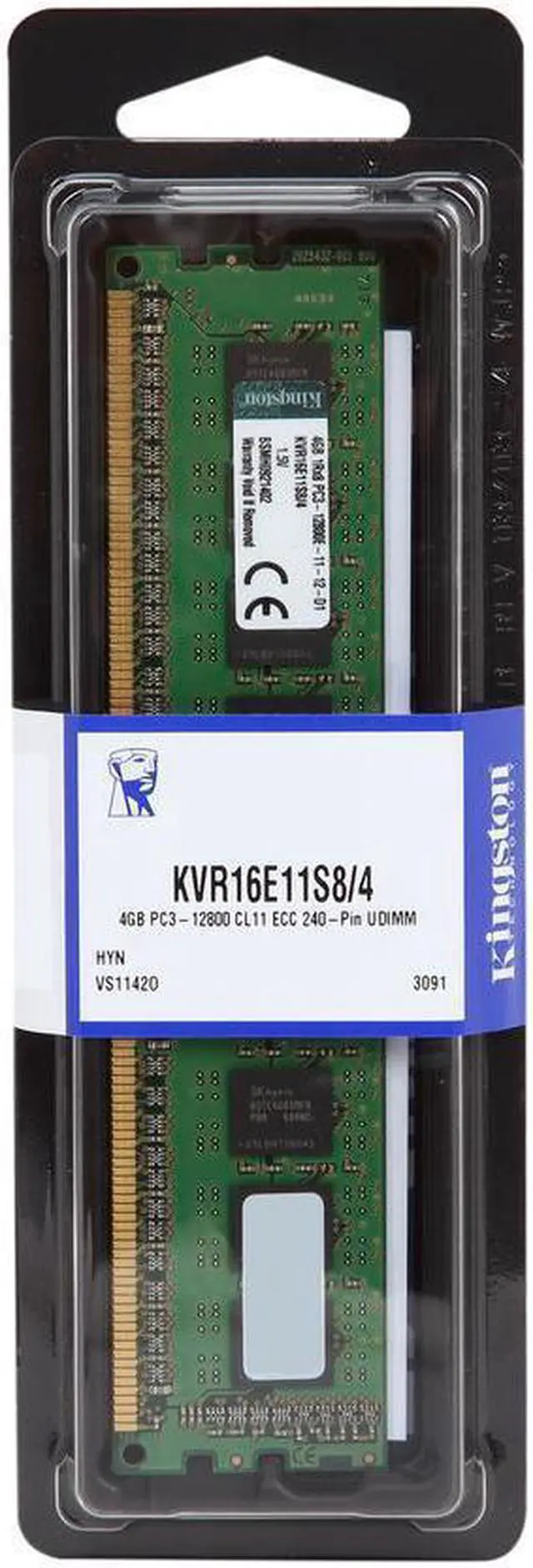 Alt view image 2 of 2 - Kingston 4GB 240-Pin DDR3 SDRAM ECC Unbuffered DDR3 1600 (PC3 12800) Server Memory Model KVR16E11S8/4